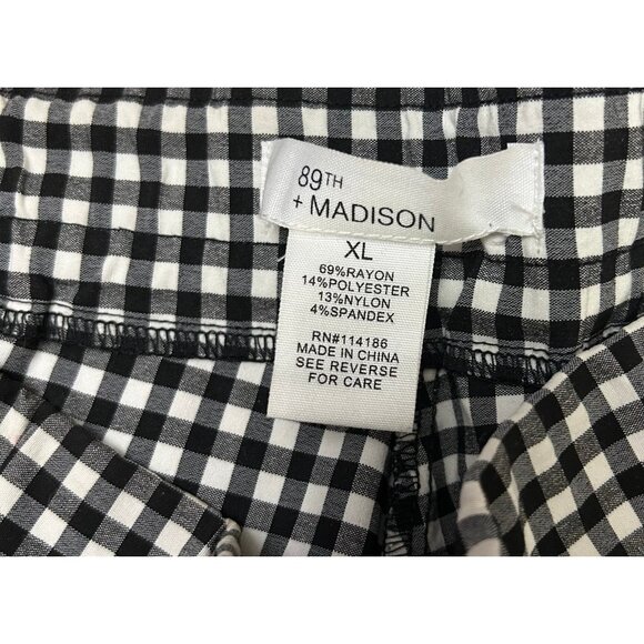 89th and Madison Black& White Check Pull On Pants size XL - Picture 3 of 7